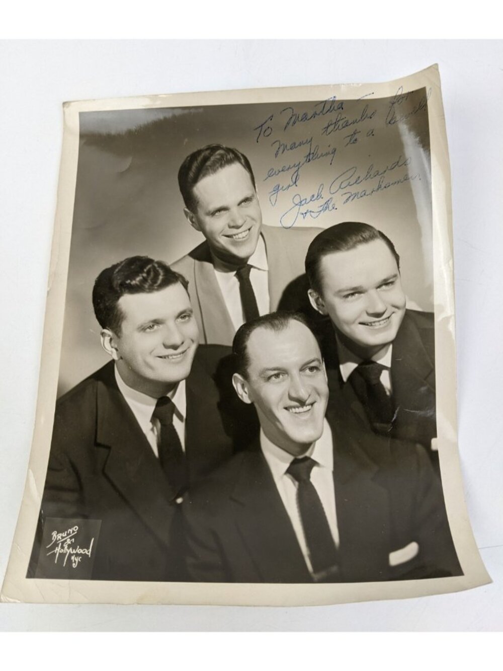 1950s Publicity Photo Hand Signed Jack Richards 4 Lads Bruno of Hollywood